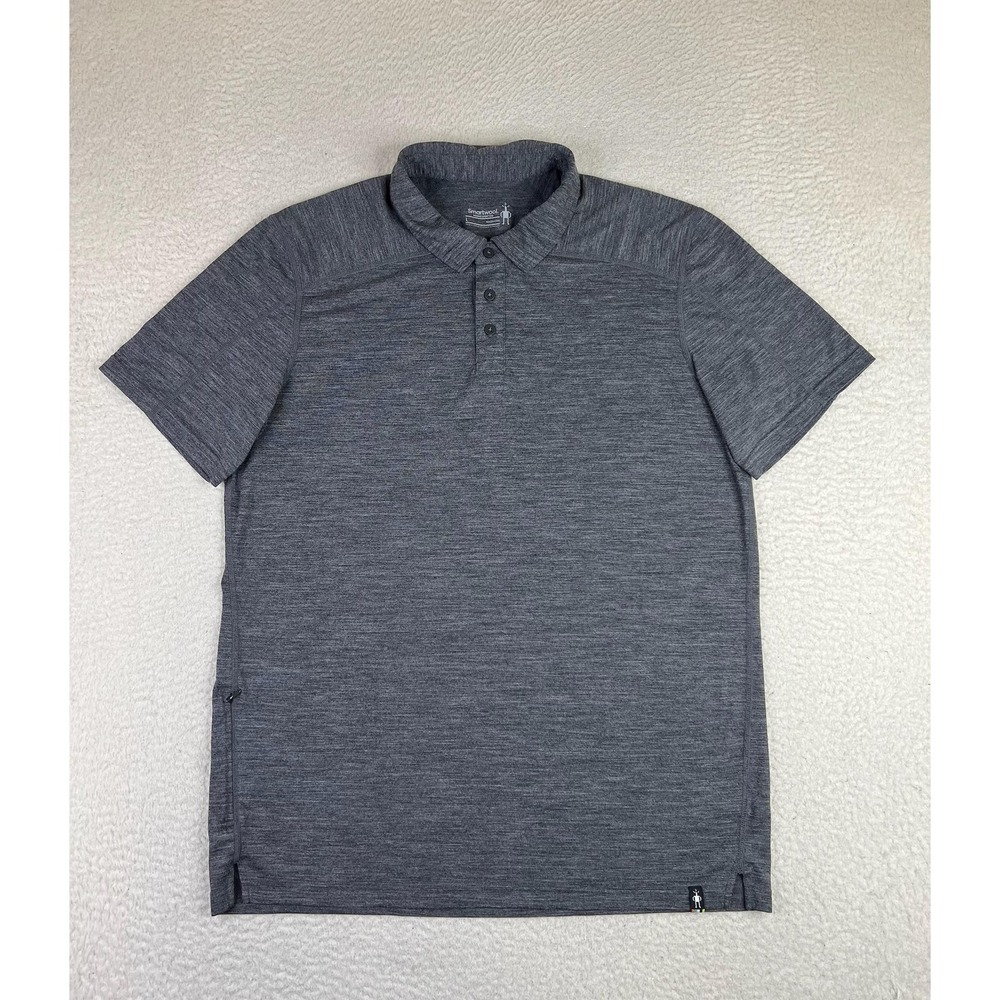 Smartwool Merino Sport 150 Polo Shirt Mens Large Gray Wool Lightweight Knit